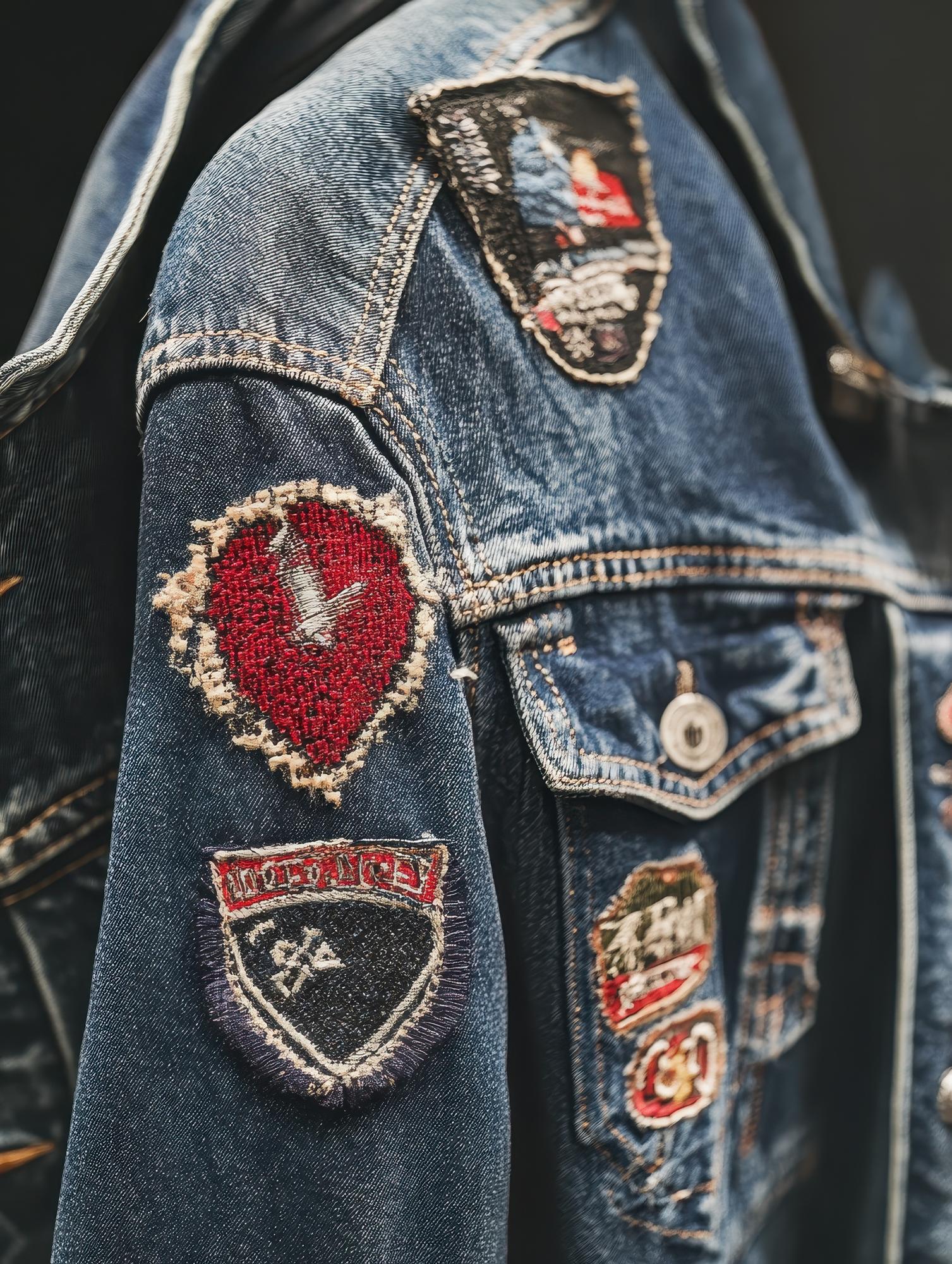 Embroidered denim jacket detail